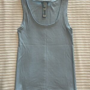 Skims Women's Blue Ribbed Tank Top